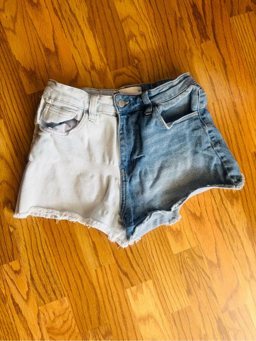 RSQ Two-Tone Denim High-Rise Women’s Shorts - Light Blue & Dark Blue